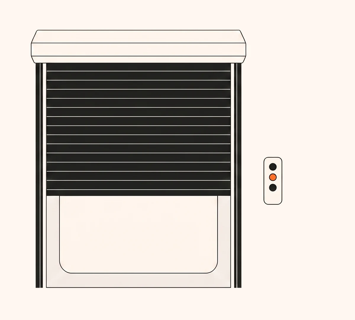 Illustratie van een elektrisch rolluik met afstandsbediening